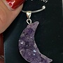 Large Amethyst Druzy Moon Pendant 1.5''
