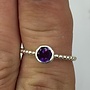 Amethyst Round Faceted Set in Sterling Silver Beaded Band Size 7