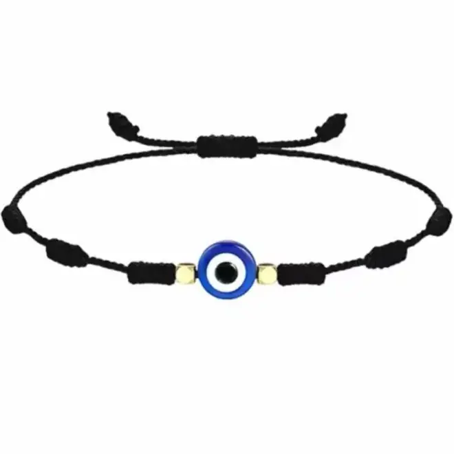 Black Evil Eye 7 Knot Bracelet- Pulsera de Ojo Turco