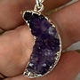 Amethyst Druzy Moon Pendant on Sterling Silver Chain 18''
