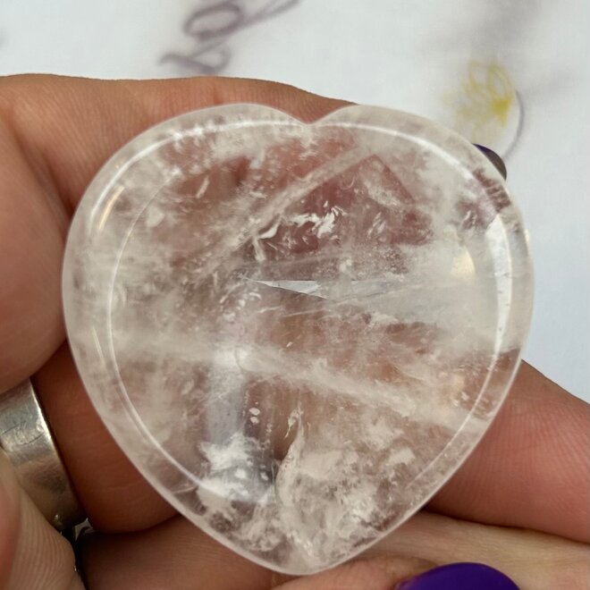 Clear Quartz Worry Stone Heart