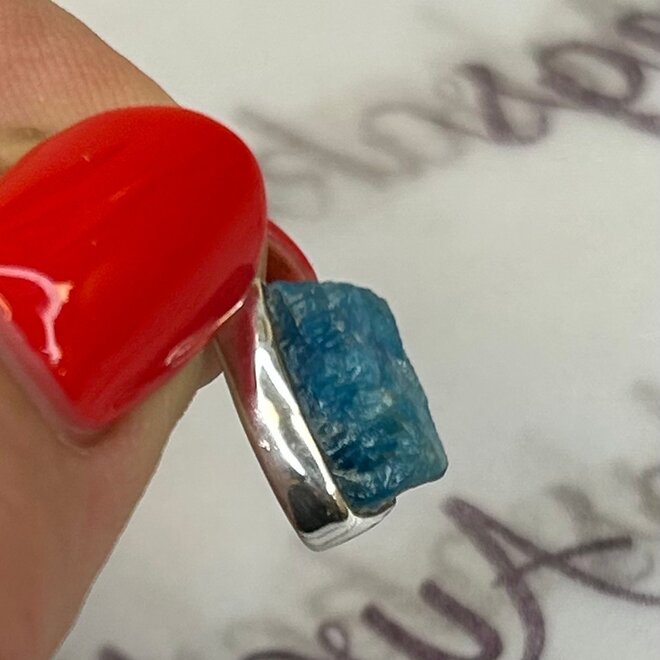 Blue Apatite Raw Set in Sterling Silver 925