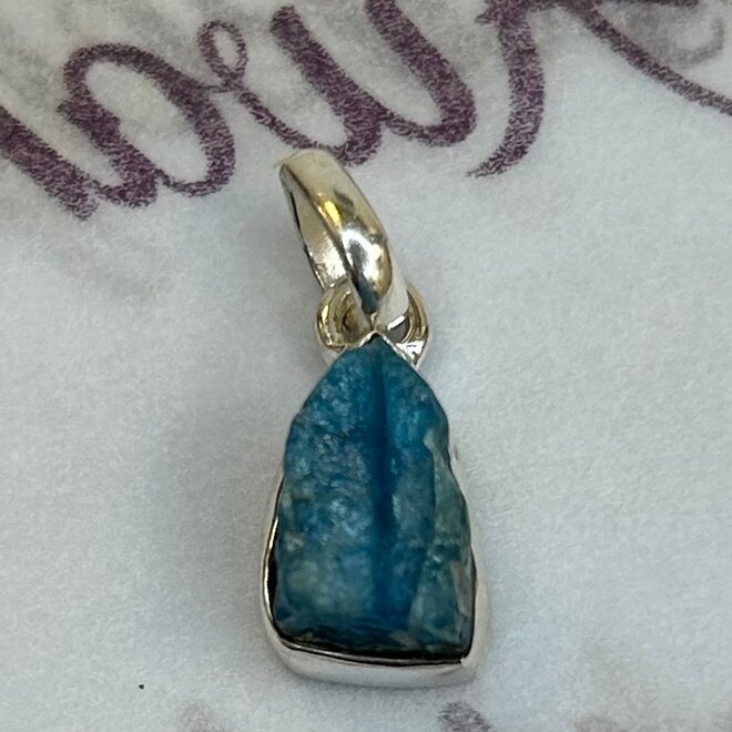 Blue Apatite Raw Set in Sterling Silver 925