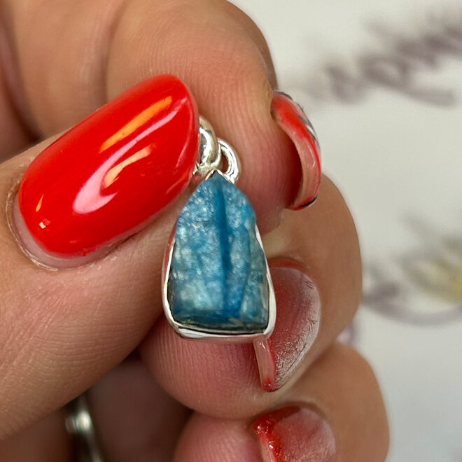 Blue Apatite Raw Set in Sterling Silver 925
