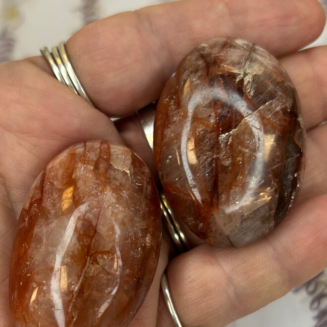 Fire Quartz (Red Hematoid) Palm Pillow Palm Stones - Medium