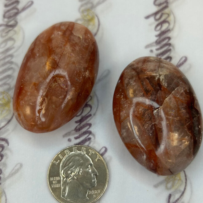 Fire Quartz (Red Hematoid) Palm Pillow Palm Stones - Medium