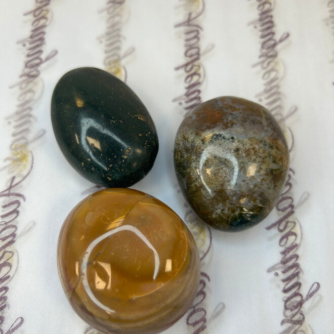 Ocean (Sea Sediment) Jasper Palm Pillow Pocket Stone Large