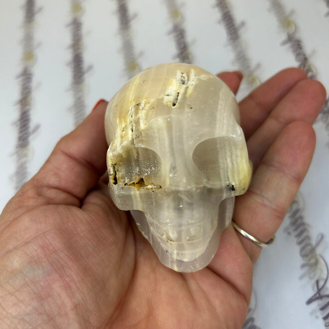 White Calcite Skull Medium