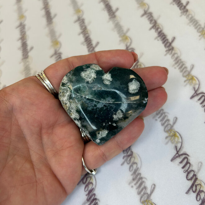 Moss Agate Heart Large
