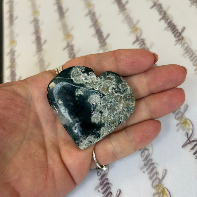 Moss Agate Heart Large