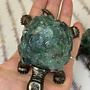 Rainbow Fluorite Turtle - Druzy 4.5" Dark Brass Color - Rough Raw Natural Carving