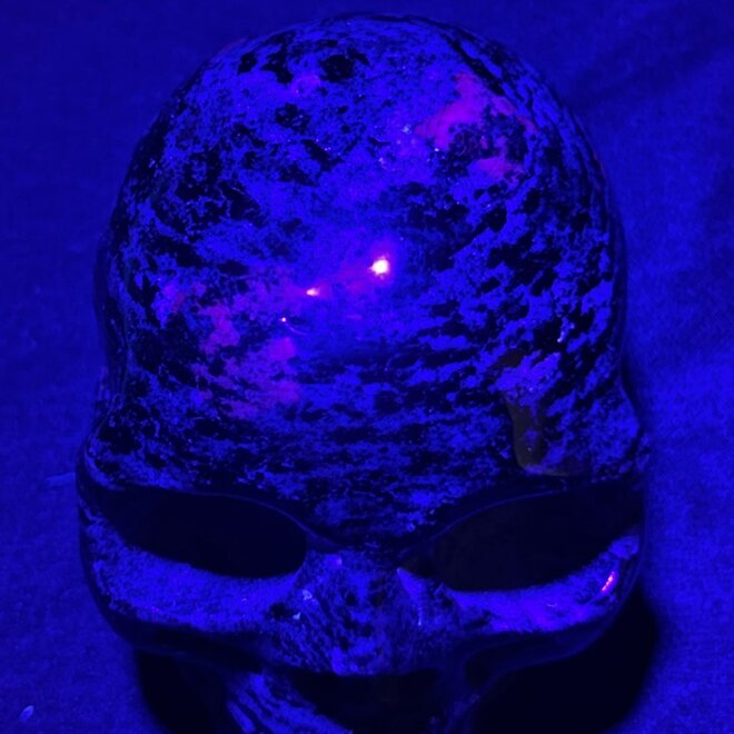 Ruby Zoisite Skull 3'' tall 3.7'' x 2.5'' base 1 lb 12.4 oz