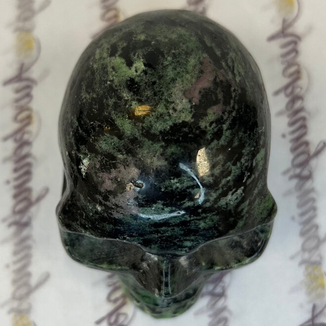Ruby Zoisite Skull 3'' tall 3.7'' x 2.5'' base 1 lb 12.4 oz
