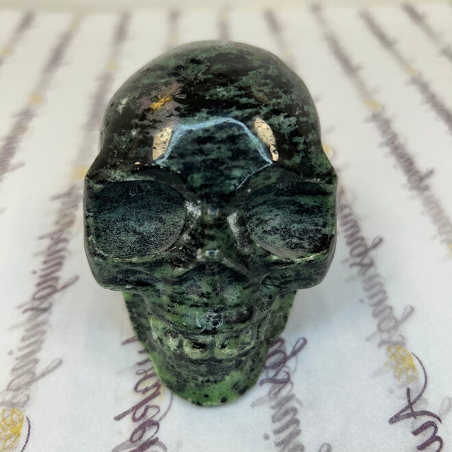 Ruby Zoisite Skull 3'' tall 3.7'' x 2.5'' base 1 lb 12.4 oz