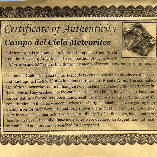 Authentic Meteorite - Space Rock Campo Del Cielo, Argentina Discovered 1576 AD < .10g - International Numismatic Bureau