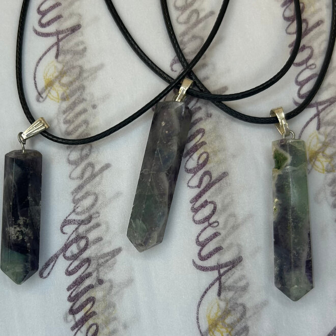Rainbow Fluorite Point on 19'' Wax Cord
