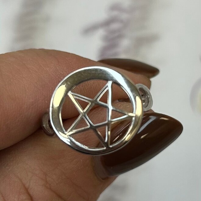 Pentacle Ring - Protection - Sterling Silver - Adjustable