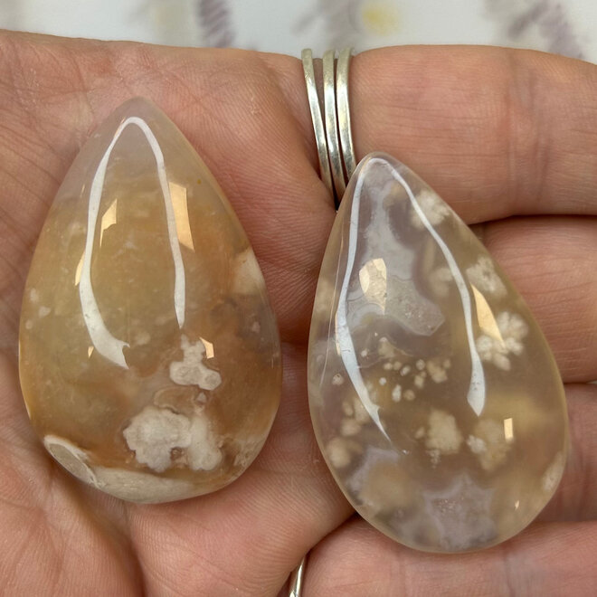 Flower Agate (Cherry Blossom) Rain Drop Large