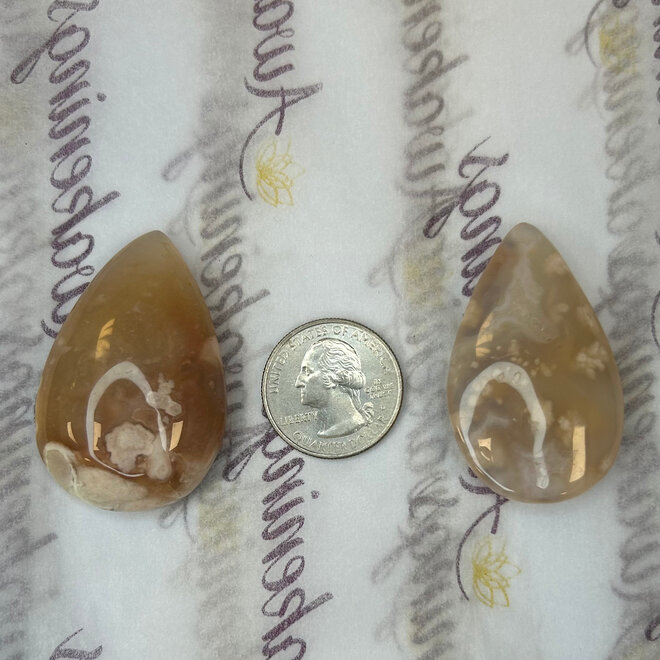 Flower Agate (Cherry Blossom) Rain Drop Large