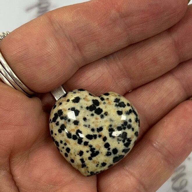 Dalmatian Jasper Puffy Heart - Medium