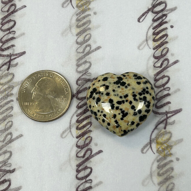 Dalmatian Jasper Puffy Heart - Medium