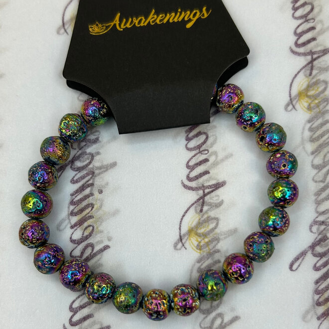 Rainbow Lava Stone 8mm - Titanium Heat Treated