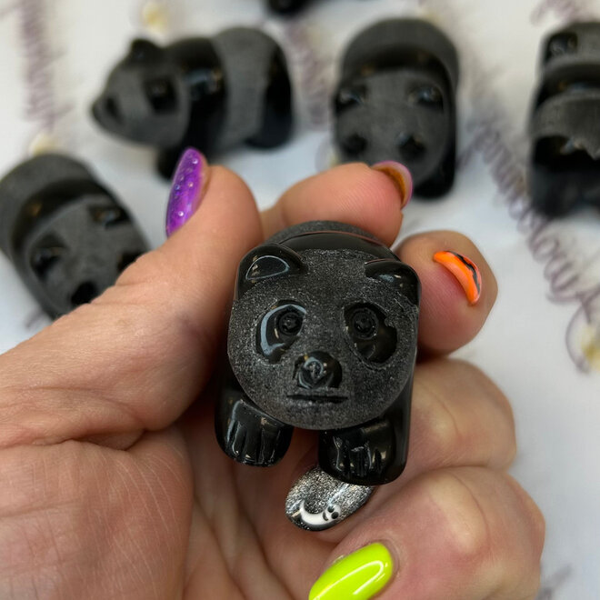 Natural Black Obsidian Panda 2''