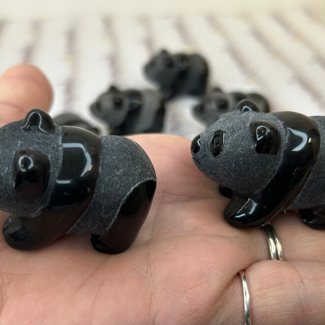 Natural Black Obsidian Panda 2''