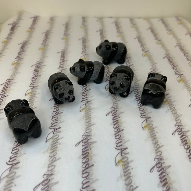 Natural Black Obsidian Panda 2''