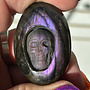 Purple Lab Skull Carved Palm Stone 2'' X 1''