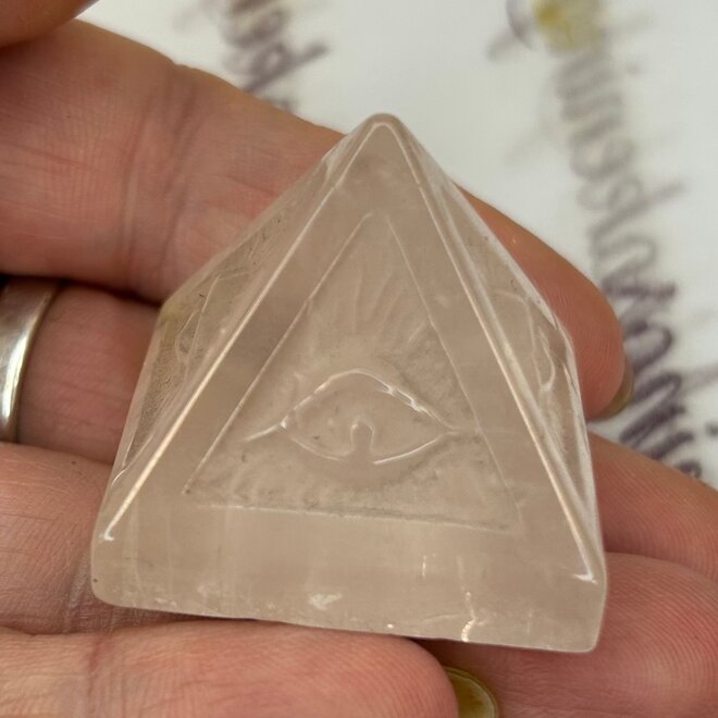 Guardian Eye - Evil Eye  Pyramid Rose Quartz 1.5''