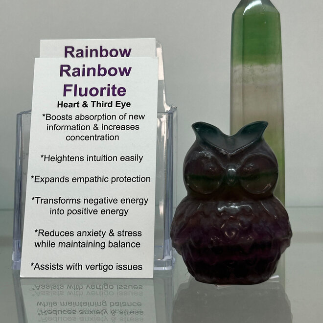 Rainbow Fluorite Owl 2.5''