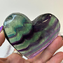 Rainbow Fluorite Puffy Heart - XL With Stand