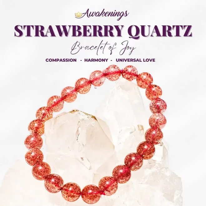 Strawberry Quartz (Red Guava) Stretch Bracelet 10mm