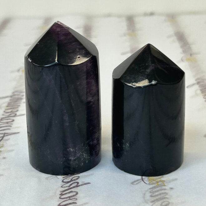 Purple Flower Fluorite Tower Point Generator- Medium (2-3")