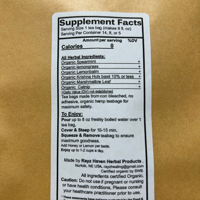 Rayz Haven Peaceful Clarity Herbal Tea