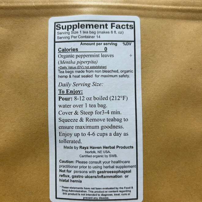Rayz Haven Peppermint Infusion Tea
