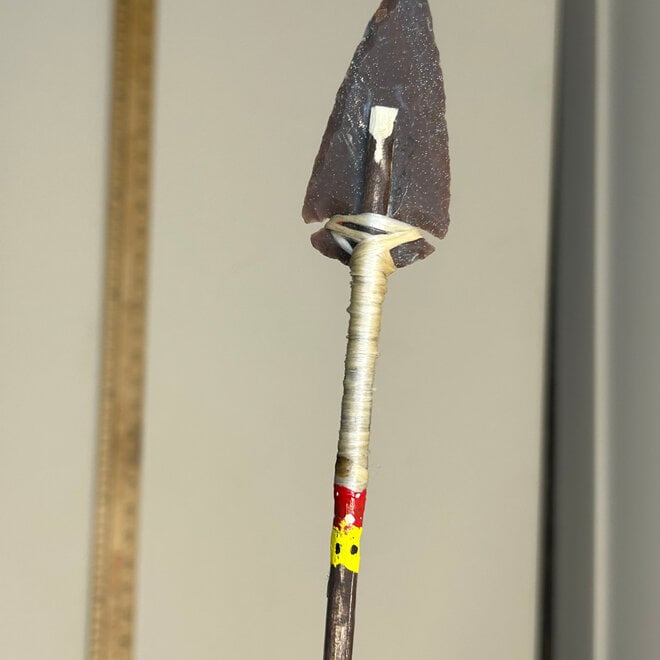 Authentic Replica, Local Hand Made, Native American Arrows. Turkey Feather,  Fancy Jasper Tip Long Draw - Decoration Only