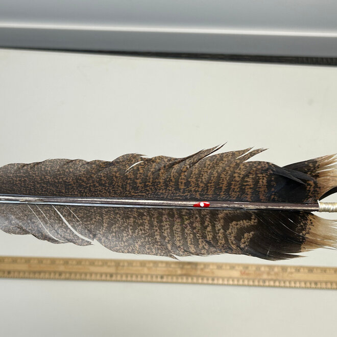 Authentic Replica, Local Hand Made, Native American Arrows. Turkey Feather,  Fancy Jasper Tip Long Draw - Decoration Only