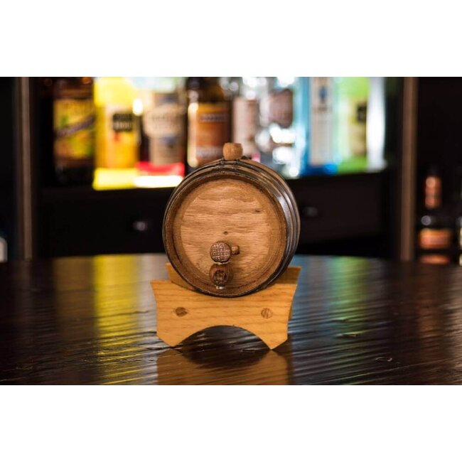Handcrafted 1/2 Gallon Oak Aging Barrel – For Whiskey, Wine, Spirits & Home Brewing, Black Or Galvanized Hoops