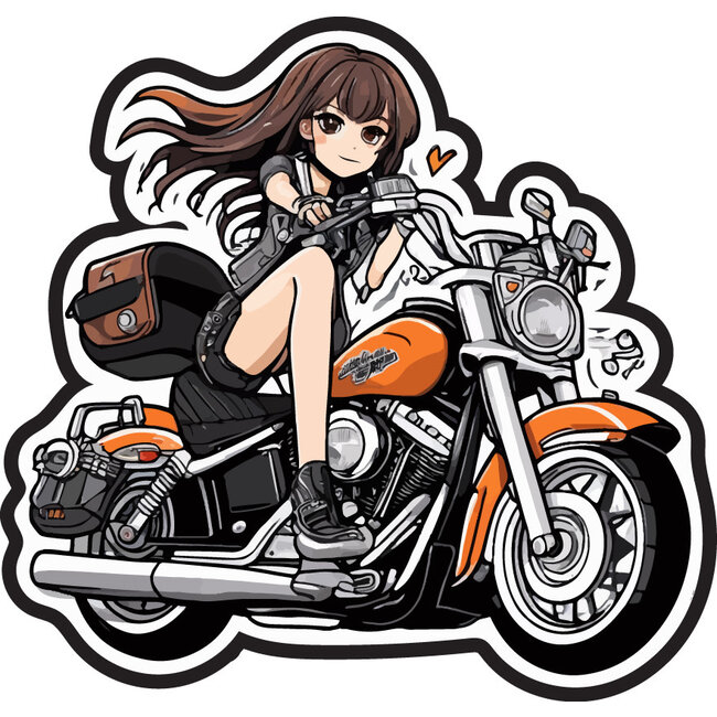 Anime Girl Motorcycle Decal