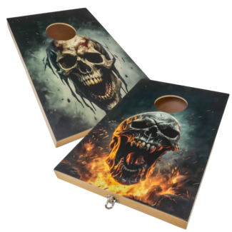 Mini Cornhole Skull Themed Set: 10.5" x 15.75" Bean Bag Toss Game