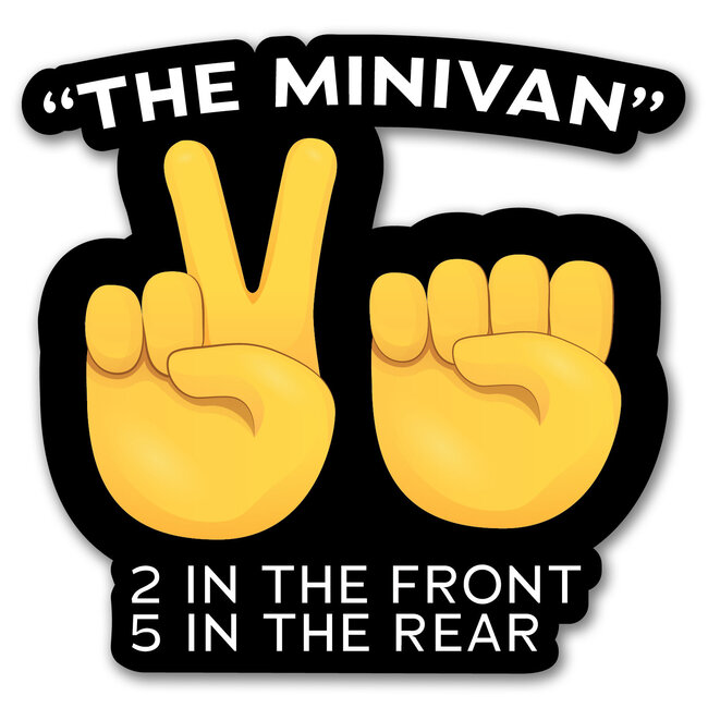 SLE Customs Funny Minivan Sticker - "2 In The Front, Five In The Rear" - 5" Wide