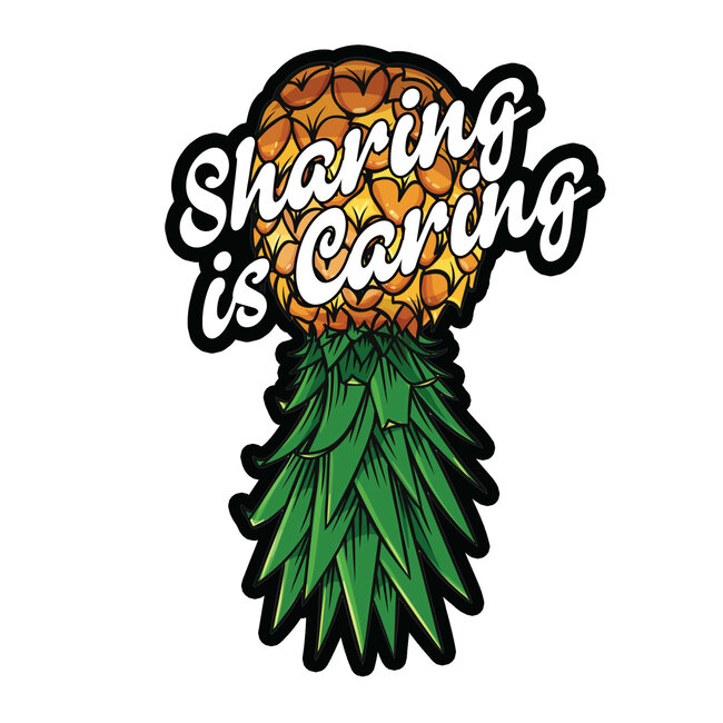 SLE Customs Sharing is Caring - Upside Down Pineapple Swingers Sticker, 7" Tall