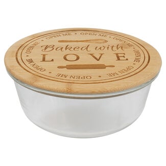 44oz Round Glass Container with Bamboo Lid - Custom Engraving or Full-Color Printing