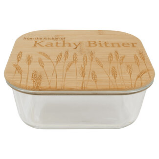 37oz Square Glass Container with Bamboo Lid - Custom Engraving or Full-Color Printing