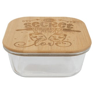 27oz Square Glass Container with Bamboo Lid - Custom Engraving or Full-Color Printing