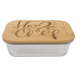 35oz Rectangle Glass Container with Bamboo Lid - Custom Engraving or Full-Color Printing