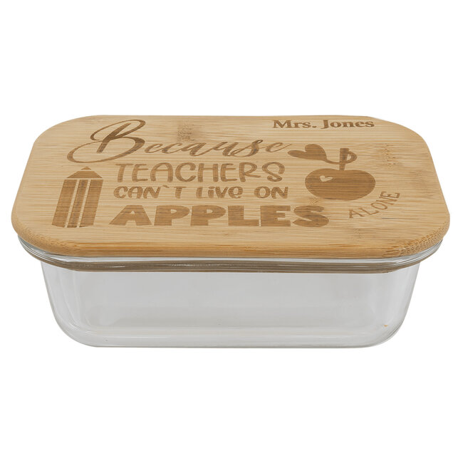 12oz Rectangle Glass Container with Bamboo Lid - Custom Engraving or Full-Color Printing