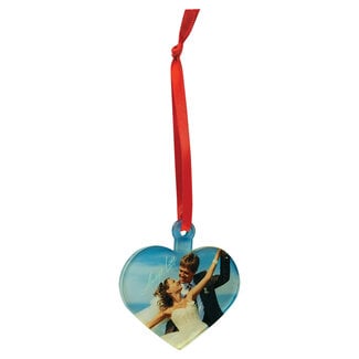 Heart Acrylic Ornament with Red Ribbon - Custom Full-Color Printing